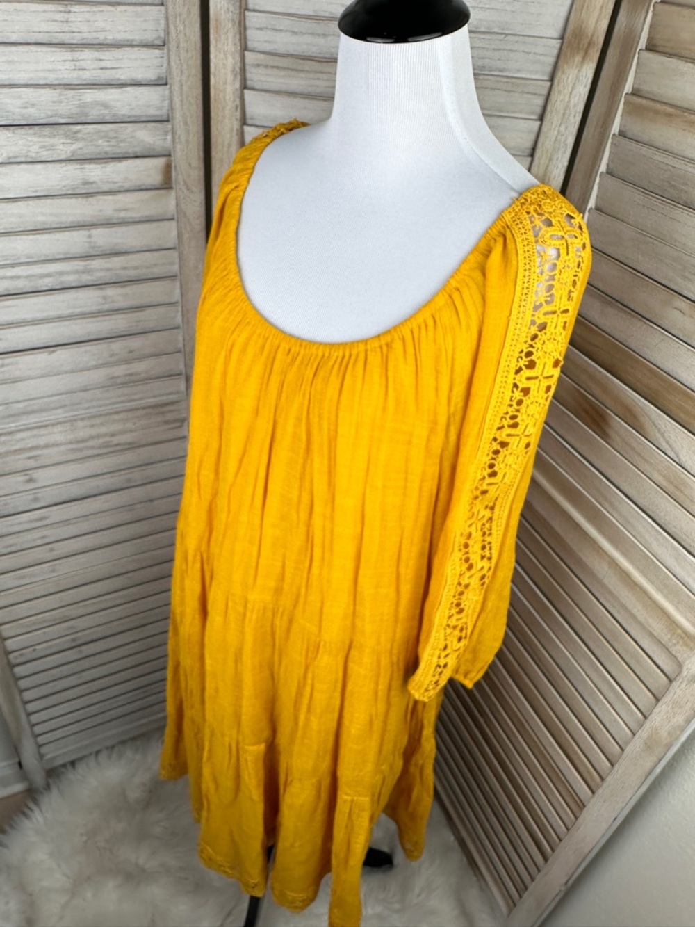 Just Found Marigold Boho Tiered Ruffle Peasant Dress Plus Size Size 3X - Picture 4 of 8